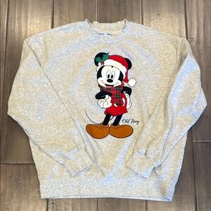 Old Navy x Disney Light Gray Mickey Mouse Holiday Sweatshirt